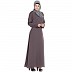 Designer embroidery umbrella abaya-Ash brown